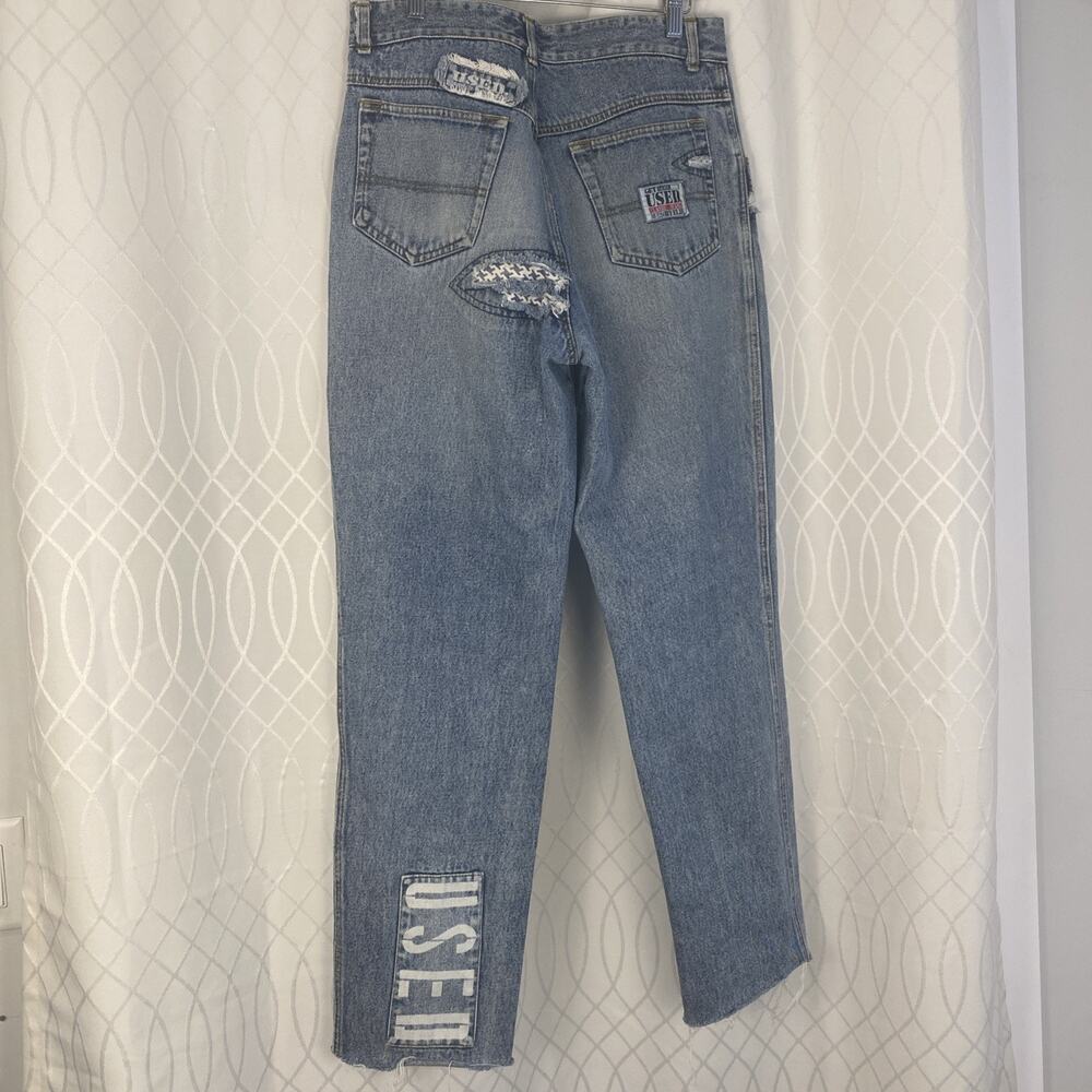 Get Used Vintage Refurbished 90’s Barrel Denim Pants 32”w 31” L Patches - Picture 8 of 11